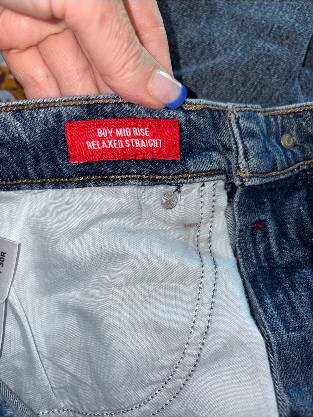 Lucky Brand Boy Mid Rise Relaxed Straight Floral Embroidered Jeans 10/30R - Picture 7 of 8